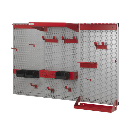 OmniWall 3 Panel OmniWall Kit- Panel Color: Silver Accessory Color: Red