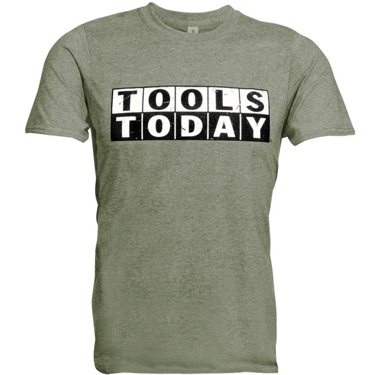 Short Sleeve Vintage Style Heather Military Green T-Shirt with ToolsToday Logo