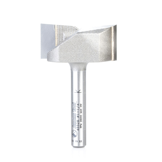 Amana Tool 45528 Carbide Tipped 1-1/4 Dia x 9/16 CH x 1/4 Shk x 2 Inch Long Spoilboard Surfacing & Flattening 2-Flute Router Bit