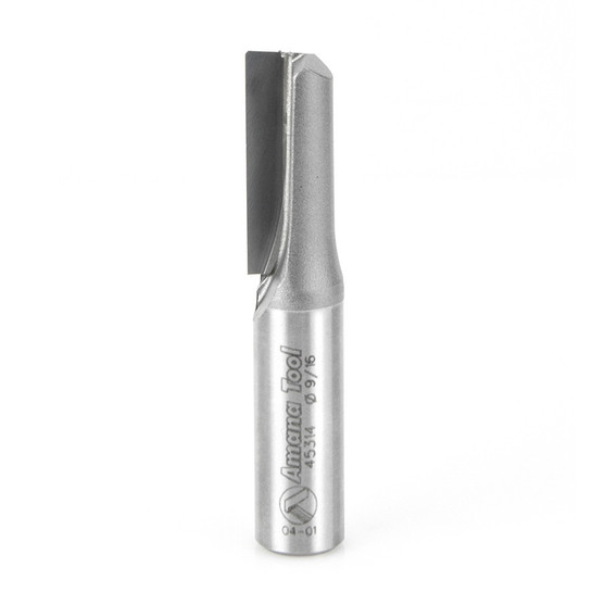 Amana Tool 45314 Carbide Tipped Straight Plunge Single Flute High Production 9/16 D x 1-1/4 CH x 1/2 Inch SHK Router Bit