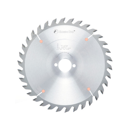 Amana Tool 220T340 Carbide Tipped Holtzer General Purpose 220MM D x 34T ATB, 10 Deg, 30MM Bore, Circular Saw Blade