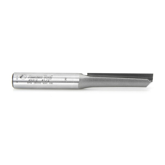 Amana Tool 45312 Carbide Tipped Straight Plunge Single Flute High Production 1/2 D x 2 Inch CH x 1/2 SHK Router Bit