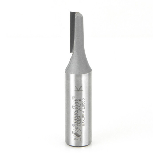 Amana Tool 45306 Carbide Tipped Straight Plunge Single Flute High Production 5/16 D x 3/4 CH x 1/2 Inch SHK Router Bit