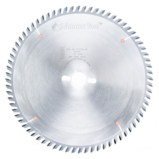 Amana Tool 612720-30 Carbide Tipped Cut-Off and Crosscut 12 Inch D x 72T ATB, 10 Deg, 30MM Bore, Circular Saw Blade