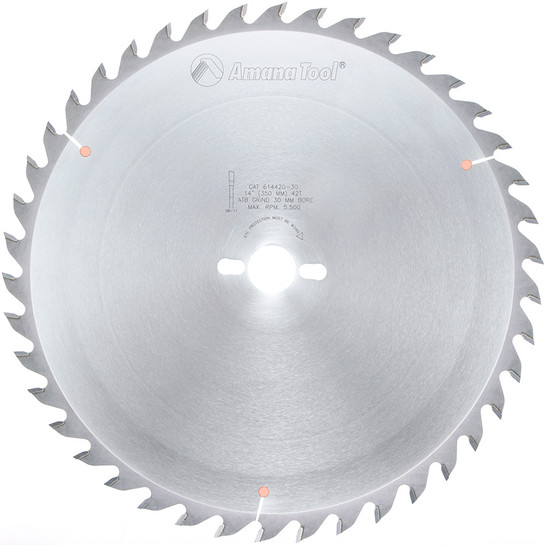 Amana Tool 614420-30 Carbide Tipped General Purpose 14 Inch D x 42T ATB, 15 Deg, 30MM Bore, Circular Saw Blade