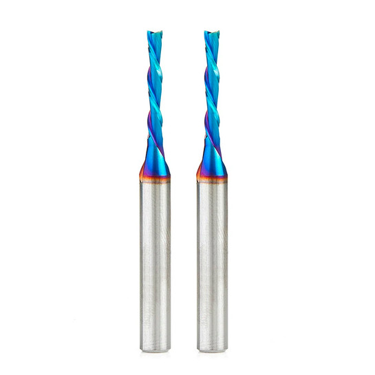 Solid Carbide Spektra Extreme Tool Life Coated Spiral Flute Plunge-2 Flute-Downcut Router Bits