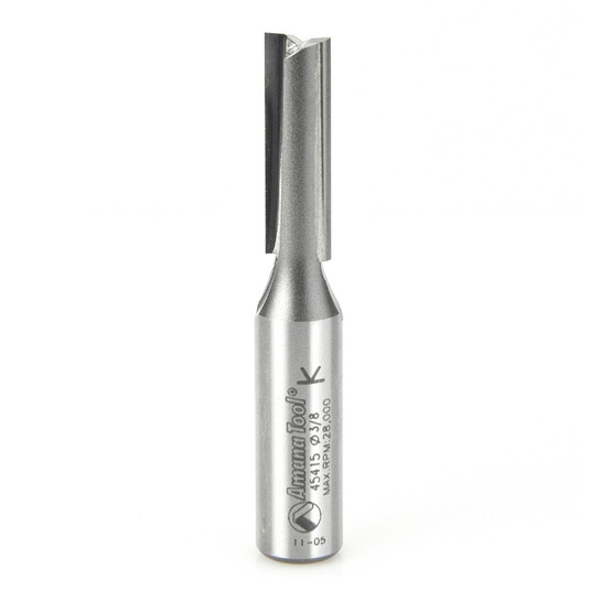 Amana Tool 45415 Carbide Tipped Straight Plunge High Production 3/8 D x 1-1/4 CH x 1/2 SHK x 3 Inch Long Router Bit