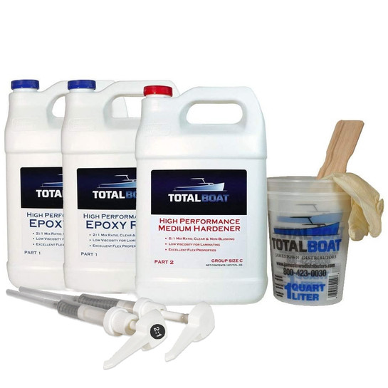 TotalBoat 519733 2:1 Two Gallon Clear High Performance Epoxy Kit, Medium