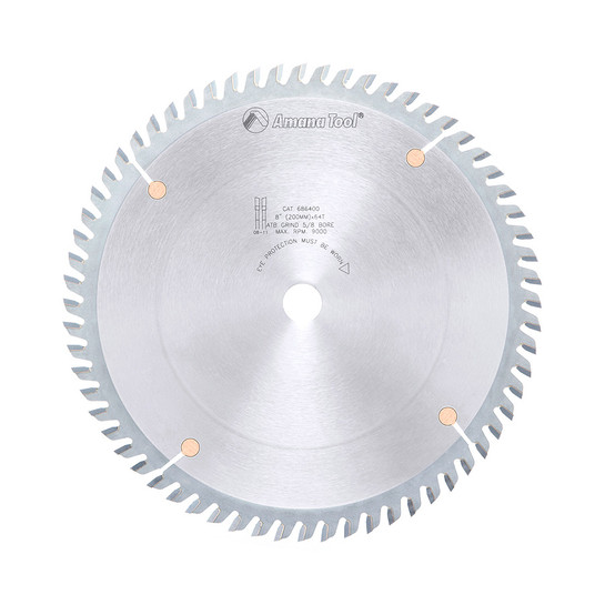 Amana Tool 686400 Carbide Tipped Trim 8 Inch D x 64T ATB, 10 Deg, 5/8 Bore, Circular Saw Blade