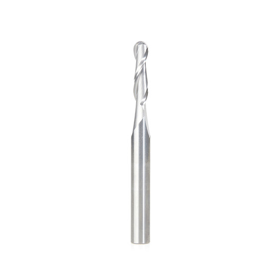 46450 Solid Carbide Up-Cut Spiral Ball Nose 3/32 Radius x 3/16 Dia x 3/4 x 1/4 Shank x 2-1/2 Inch Long x 2 Flute Router Bit