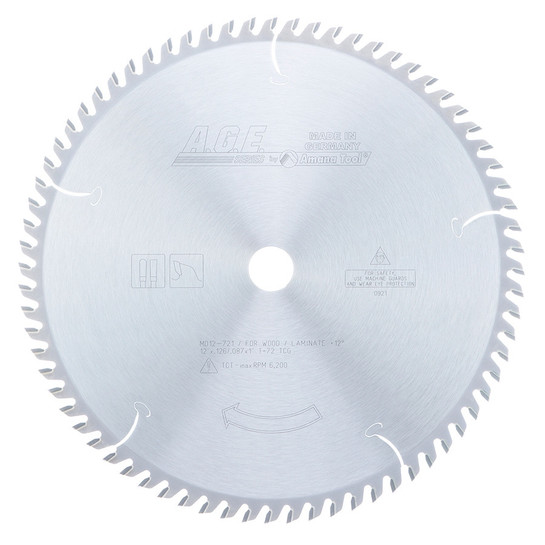 AGE Series MD12-721 Carbide Tipped General Purpose 12 Inch D x 72T TCG, 12 Deg, 1 Inch Bore, Circular Saw Blade