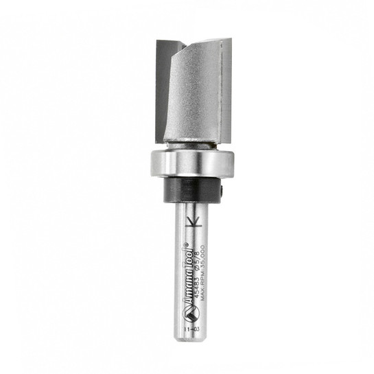 Amana Tool 45483 Carbide Tipped Flush Trim Plunge Template 5/8 D x 3/4 CH x 1/4 Inch SHK w/ Upper Ball Bearing Router Bit