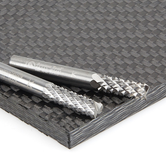 Amana Tool 46112 Abrasive Type Plunge Diamond Pattern, Composite Cutting 1/4 D x 3/4 CH x 1/4 SHK x 2 Inch Long Router Bit