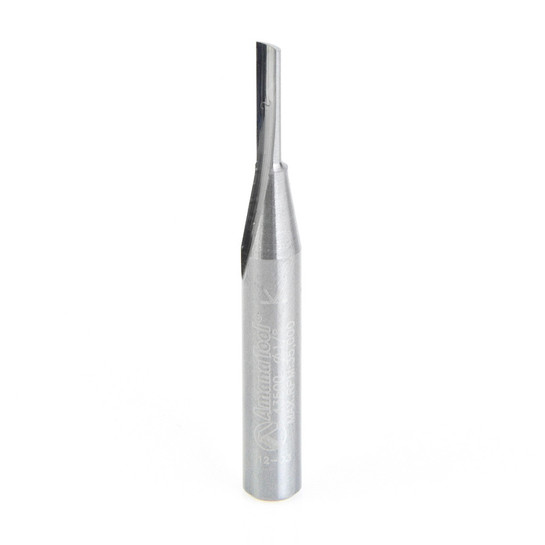 Amana Tool 43500 Solid Carbide Single O Flute, Plastic Cutting 1/8 D x 1/2 CH x 1/4 SHK x 2 Inch Long Router Bit