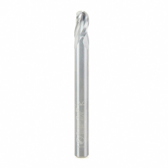 Amana Tool 45784 Solid Carbide Bottom Round 1/8 R x 1/4 D x 3/8 CH x 1/4 Inch SHK, 3-Flute Router Bit