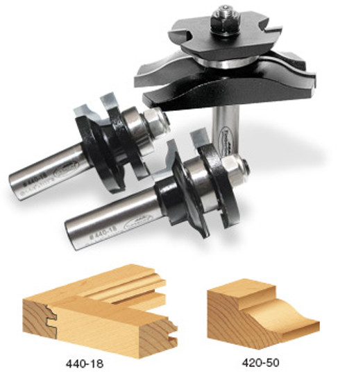 Timberline TRS-250 3-PC Ogee Raised Panel Door Making Router Bit Set, 1/2 SHK with BB and Back Cutter for 5/8 to 7/8 Inch Material. Includes 440-18 & 420-50.