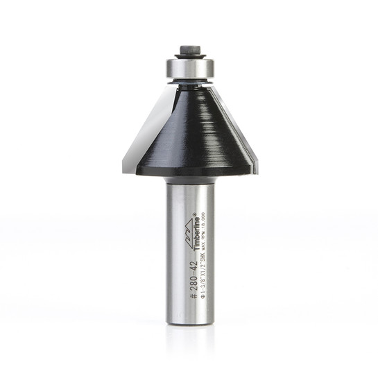 Timberline 280-42 Carbide Tipped Chamfer 30 Degree x 1-3/8 D x 13/16 CH x 1/2 Inch SHK w/ Lower Ball Bearing Router Bit