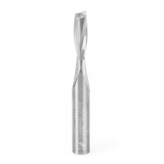 Amana Tool 46245 CNC Solid Carbide Spiral Plunge for Solid Wood 3/16 D x 5/8 CH x 1/4 SHK x 2 Inch Long Up-Cut Router Bit