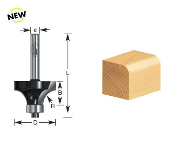 Timberline 320-20 Carbide Tipped Corner Rounding 5/16 R x 1-1/8 D x 1/2 CH x 1/4 Inch SHK w/ Lower Ball Bearing Router Bit