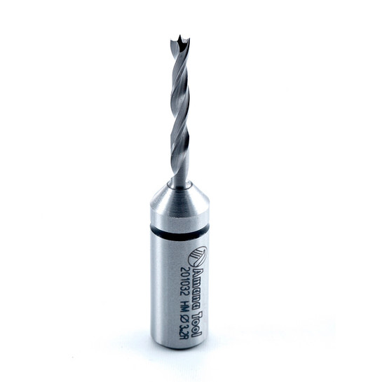 Amana Tool 201032 Carbide Tipped Brad Point Boring Bit R/H 3.2mm D x 57mm Long x 10mm SHK