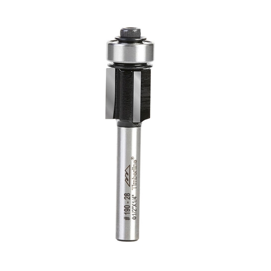 Timberline 190-28 Carbide Tipped Flush Trim 1/2 D x 1/2 CH x 1/4 Inch SHK w/ Lower Ball Bearing 3-Flute Router Bit