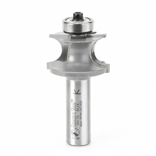 Amana Tool 54170 Carbide Tipped Corner Round 1/4 R x 1-1/4 D x 23/32 CH x 1/2 Inch SHK Router Bit