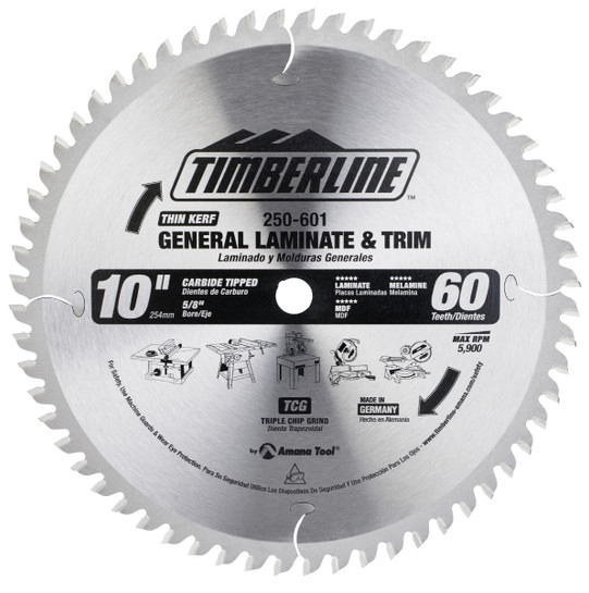 250-601 Carbide Tipped Finishing 10 Inch Dia Timberline Saw Blade
