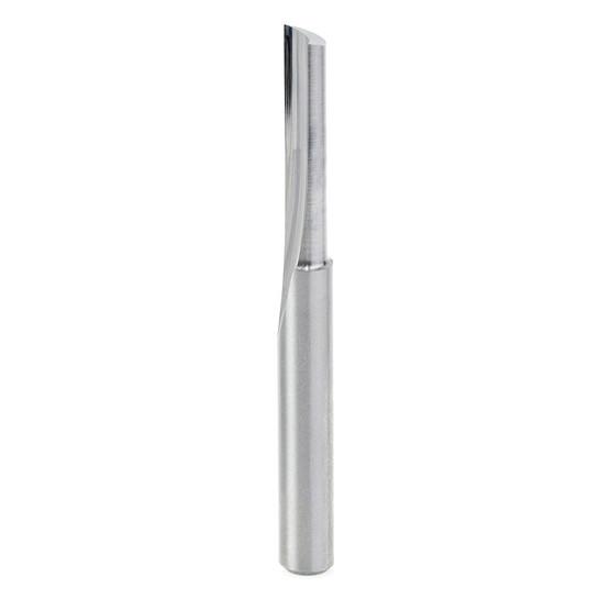 Amana Tool 43512 Solid Carbide Single O Flute, Plastic Cutting 1/4 D x 1 Inch CH x 1/4 SHK x 2-1/2 Inch Long Router Bit