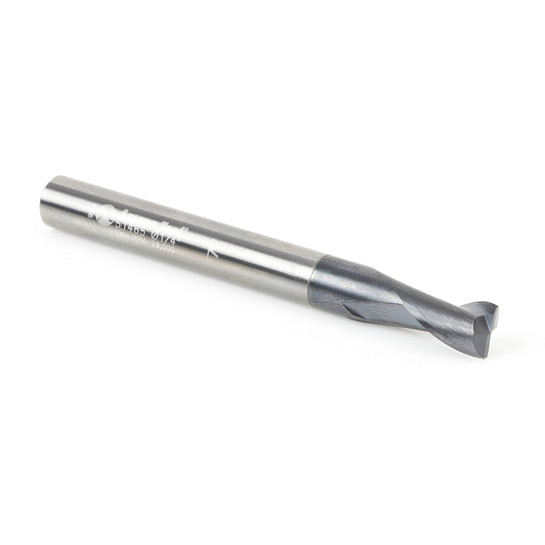 Amana Tool 51465 SC Spiral for Steel, Stainless Steel & Non Ferrous Metal with AlTiN Coating 2-Flute x 1/4 D x 3/8 CH x 1/4 SHK x 2-1/2 Inch Long Up-Cut Router Bit / 45 Deg Corner Chamfer End Mill