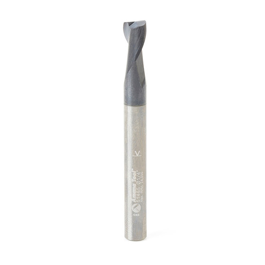 Amana Tool 51465 SC Spiral for Steel, Stainless Steel & Non Ferrous Metal with AlTiN Coating 2-Flute x 1/4 D x 3/8 CH x 1/4 SHK x 2-1/2 Inch Long Up-Cut Router Bit / 45 Deg Corner Chamfer End Mill