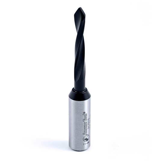 Amana Tool 217015 Solid Carbide Through-Hole Dowel Drill Boring Bit R/H 5mm D x 70mm Long x 10x25mm SHK