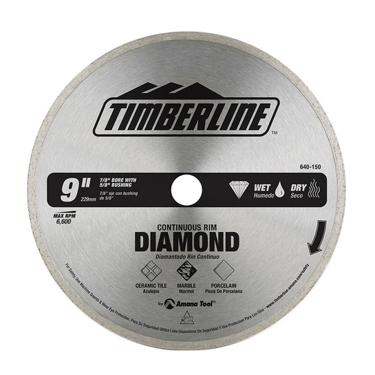 Timberline 640-150 Continuous Rim Diamond 9 Inch D 7/8 Bore, Circular Diamond Saw Blade