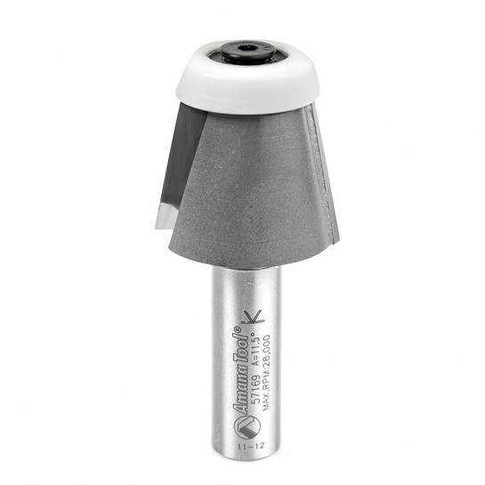 Amana Tool 57169 Carbide Tipped Lansen Solid Surface Edge Sink 11.5 Deg Bevel x 7/8 D x 3/4 CH x 1/2 Inch SHK Router Bit