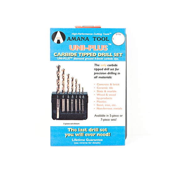 Amana Tool UNI-5000 5-Piece Carbide Tipped Masonry Drill Bit Set 5/32 Inch, 3/16 Inch, 1/4 Inch, 9/32 Inch, 5/16 Inch