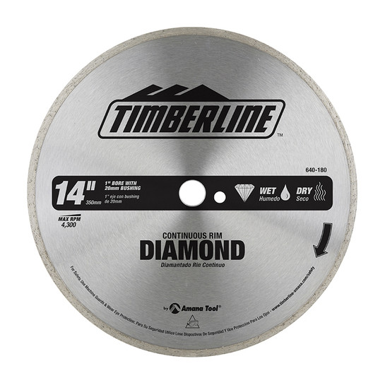 Timberline 640-180 Continuous Rim Diamond 14 Dia x 1 Inch Bore, Circular Diamond Saw Blade