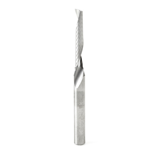 Amana Tool 51418 CNC SC Spiral O Single Flute, Plastic Cutting 3/16 D x 1-1/4 CH x 1/4 SHK x 3 Inch Long Up-Cut Router Bit with Mirror Finish