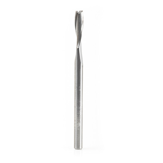 Amana Tool 46240 CNC Solid Carbide Spiral Plunge for Solid Wood 1/8 D x 1/2 CH x 1/8 SHK x 2 Inch Long Up-Cut Router Bit