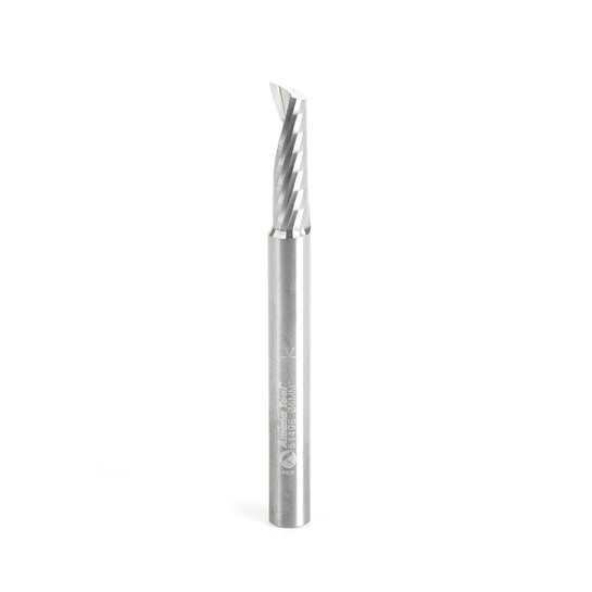 Amana Tool 51496 Metric SC Spiral O Single Flute, Aluminum Cutting 6 D x 20 CH x 6 SHK x 64mm Long Up-Cut ?Router Bit with Mirror Finish