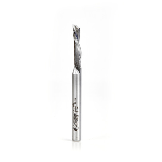 Amana Tool HSS1629 HSS Spiral Aluminum Cutting Single Flute Down-Cut 1/4 D x 1 CH x 1/4 Inch SHK Router Bit