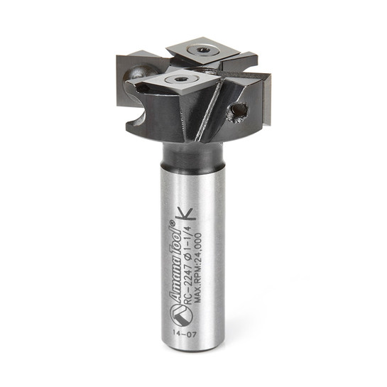 Amana Tool RC-2247 Insert Mini Surfacing & Rabbeting Flycutter 2+2 Flute Design 1-1/4 D x 27/64 CH x 1/2 Inch SHK Router Bit, Includes 2 Each of RCK-450 and RCK-452