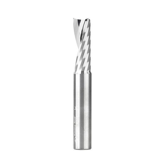 Amana Tool 51644 CNC SC Spiral O Single Flute, Plastic Cutting 1/2 D x 1-3/8 CH x 1/2 SHK x 3-1/2 Inch Long Up-Cut Router Bit with Mirror Finish