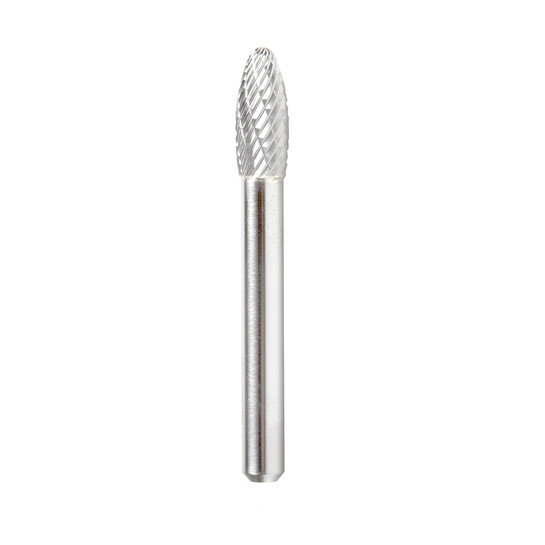 Amana Tool BURS-204 Flame Shape SC Head 5/16 D x 3/4 CH x 1/4 SHK x 2-1/2 Inch Long Double Cut SH Burr Bit