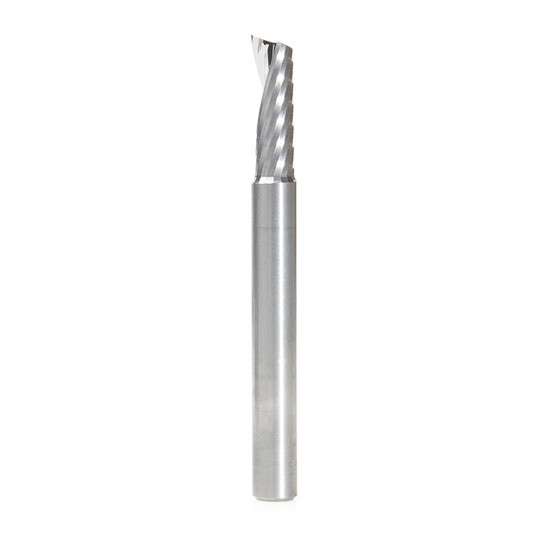 Amana Tool 51421 CNC SC Spiral O Flute, Plastic Cutting 1/4 D x 3/4 CH x 1/4 SHK x 2-1/2 Inch Long Up-Cut Router Bit with Mirror Finish