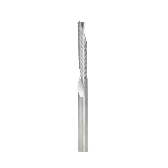 Amana Tool 57308 Metric SC Spiral O Single Flute, Aluminum Cutting 6 D x 32 CH x 6 SHK x 76mm Long Down-Cut ?Router Bit with Mirror Finish