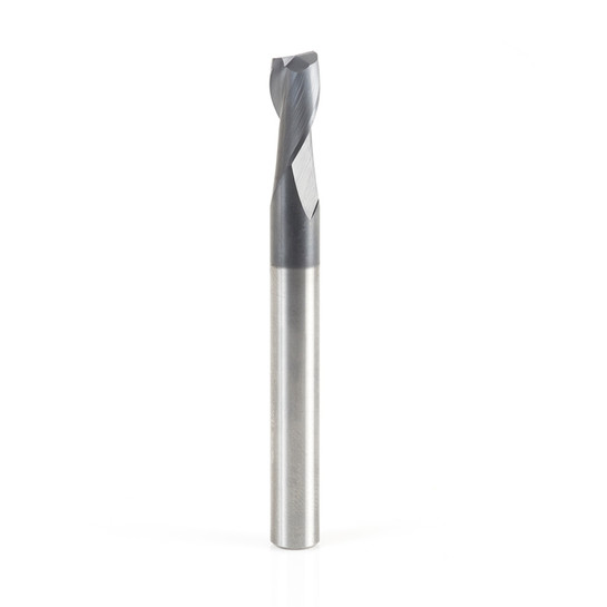 Amana Tool 51466 SC Spiral for Steel, Stainless Steel & Non Ferrous Metal with AlTiN Coating 2-Flute x 1/4 D x 1/2 CH x 1/4 SHK x 2-1/2 Inch Long Up-Cut Router Bit / 45 Deg Corner Chamfer End Mill