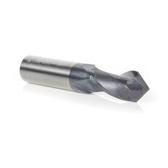 Amana Tool 51658 CNC Solid Carbide 90 Deg V Spiral with AlTiN Coating for Steel & Stainless Steel 3/4 D x 1-1/2 CH x 3/4 SHK x 4 Inch Long Up-Cut Drill/Router Bit/End Mill