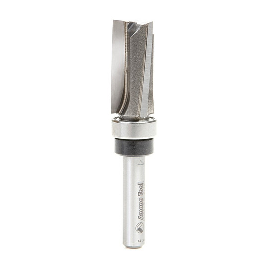 Amana Tool 45460-3US Carbide Tipped Flush Trim Plunge Template Up Shear Angle 1/2 D x 1 Inch CH x 1/4 SHK w/ Upper Ball Bearing Router Bit