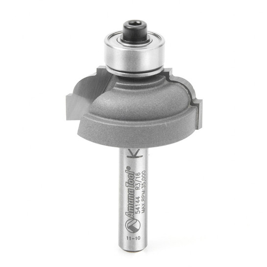 Amana Tool 54144 Carbide Tipped Classical Cove 3/16 R x 1-1/8 D x 1/2 CH x 1/4 Inch SHK w/ Lower Ball Bearing Router Bit