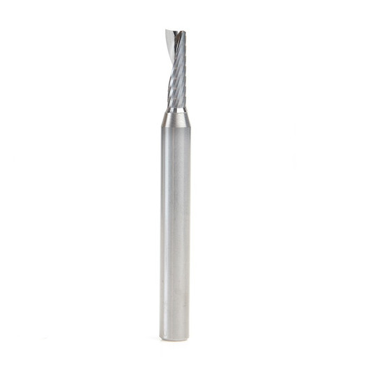 Amana Tool 51423 CNC SC Spiral O Single Flute, Plastic Cutting 3/16 D x 5/8 CH x 1/4 SHK x 2-1/2 Inch Long Up-Cut Router Bit with Mirror Finish