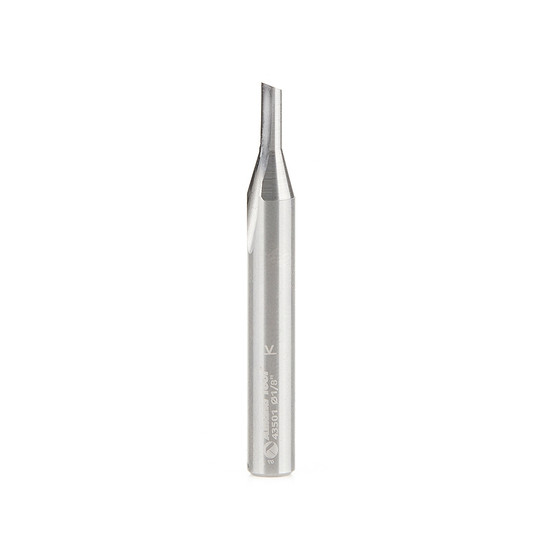 Amana Tool 43501 Solid Carbide Single O Flute, Plastic Cutting 1/8 D x 5/16 CH x 1/4 SHK x 2 Inch Long Router Bit